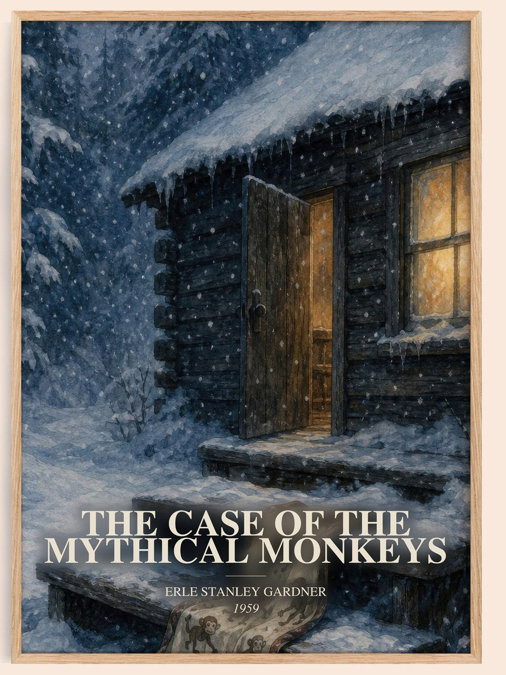 The Case Of The Mythical Monkeys watercolour book poster by Erle Stanley Gardner – framed literary art print