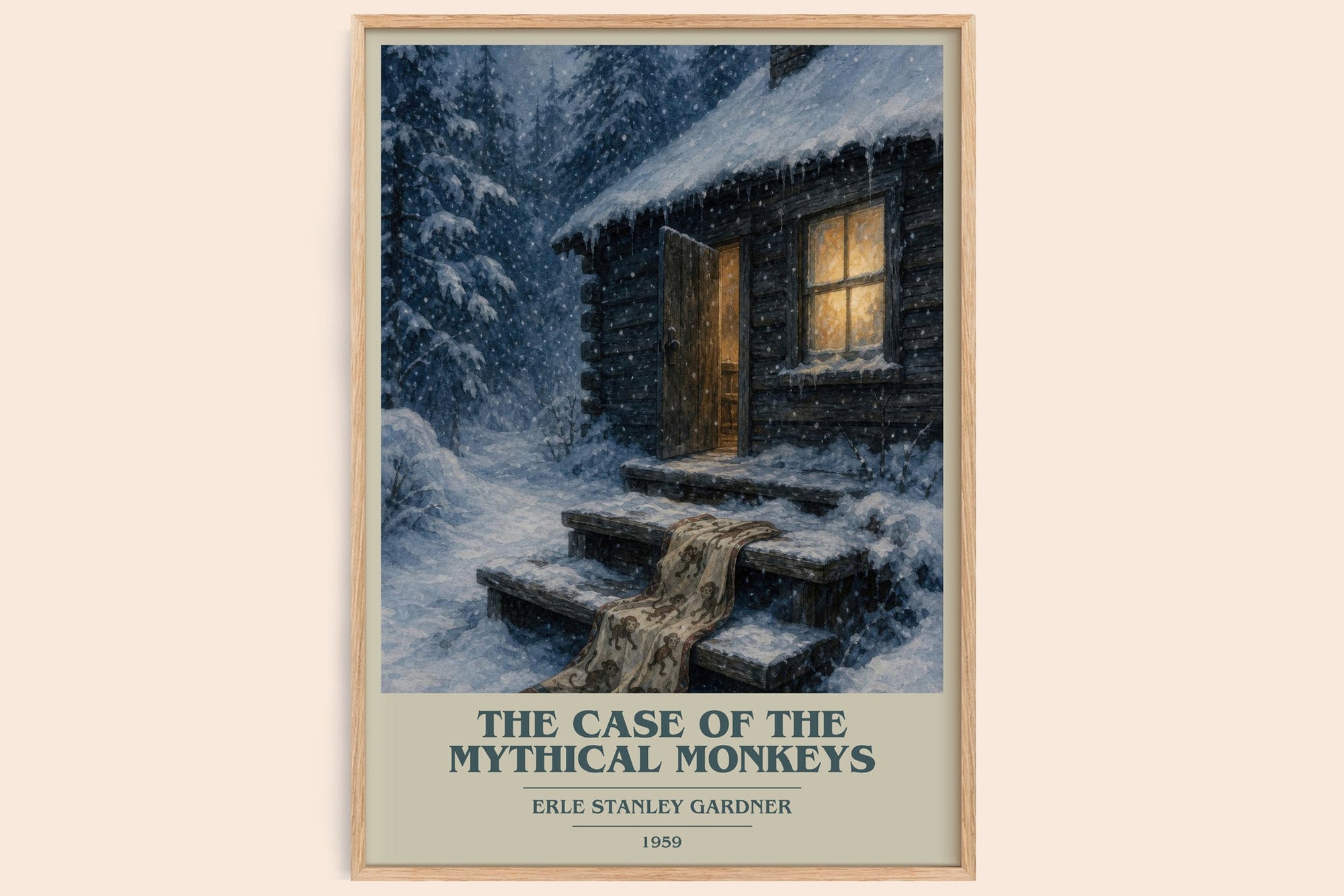 The Case Of The Mythical Monkeys book cover book poster by Erle Stanley Gardner – framed literary art print