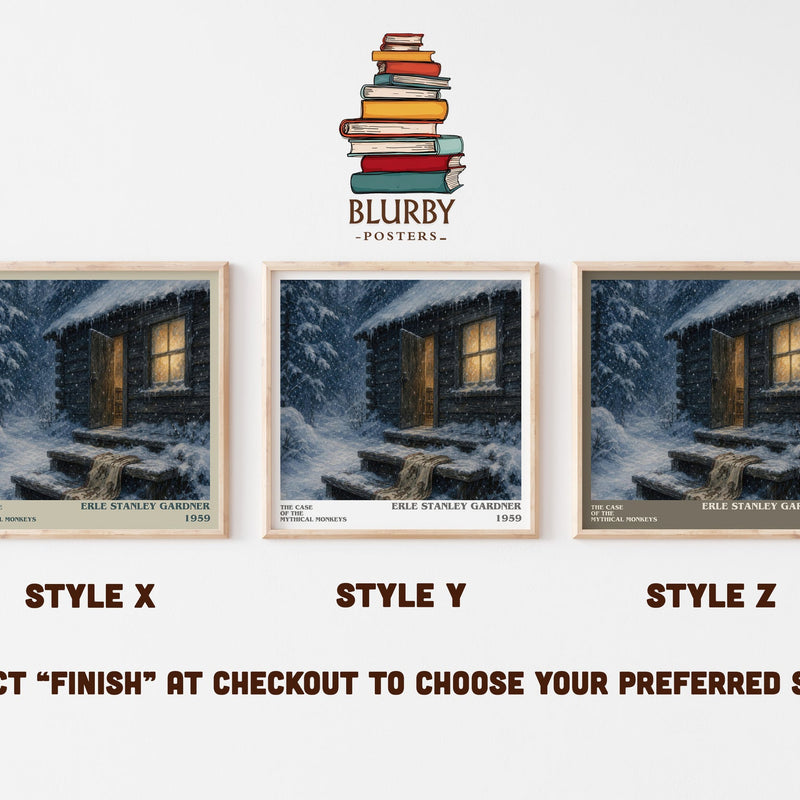 The Case Of The Mythical Monkeys literary print in frame leaning in hallway – mystery wall art