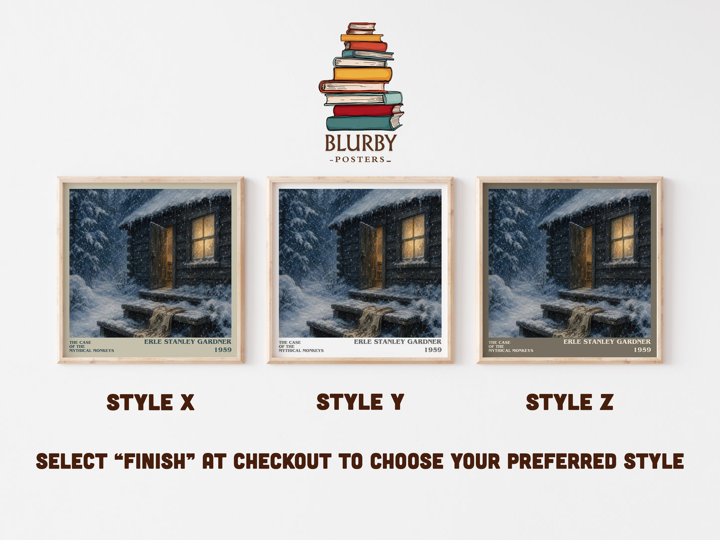 The Case Of The Mythical Monkeys literary print in frame leaning in hallway – mystery wall art