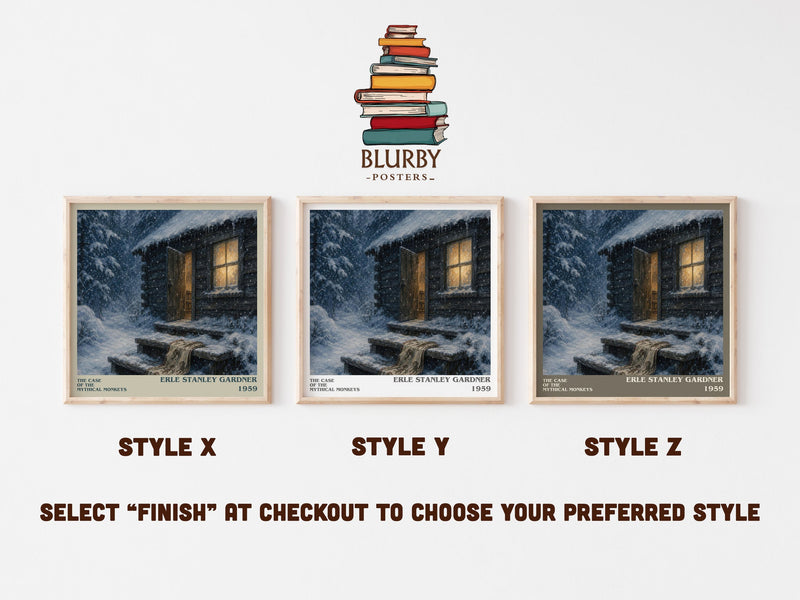 The Case Of The Mythical Monkeys literary print in frame leaning in hallway – mystery wall art