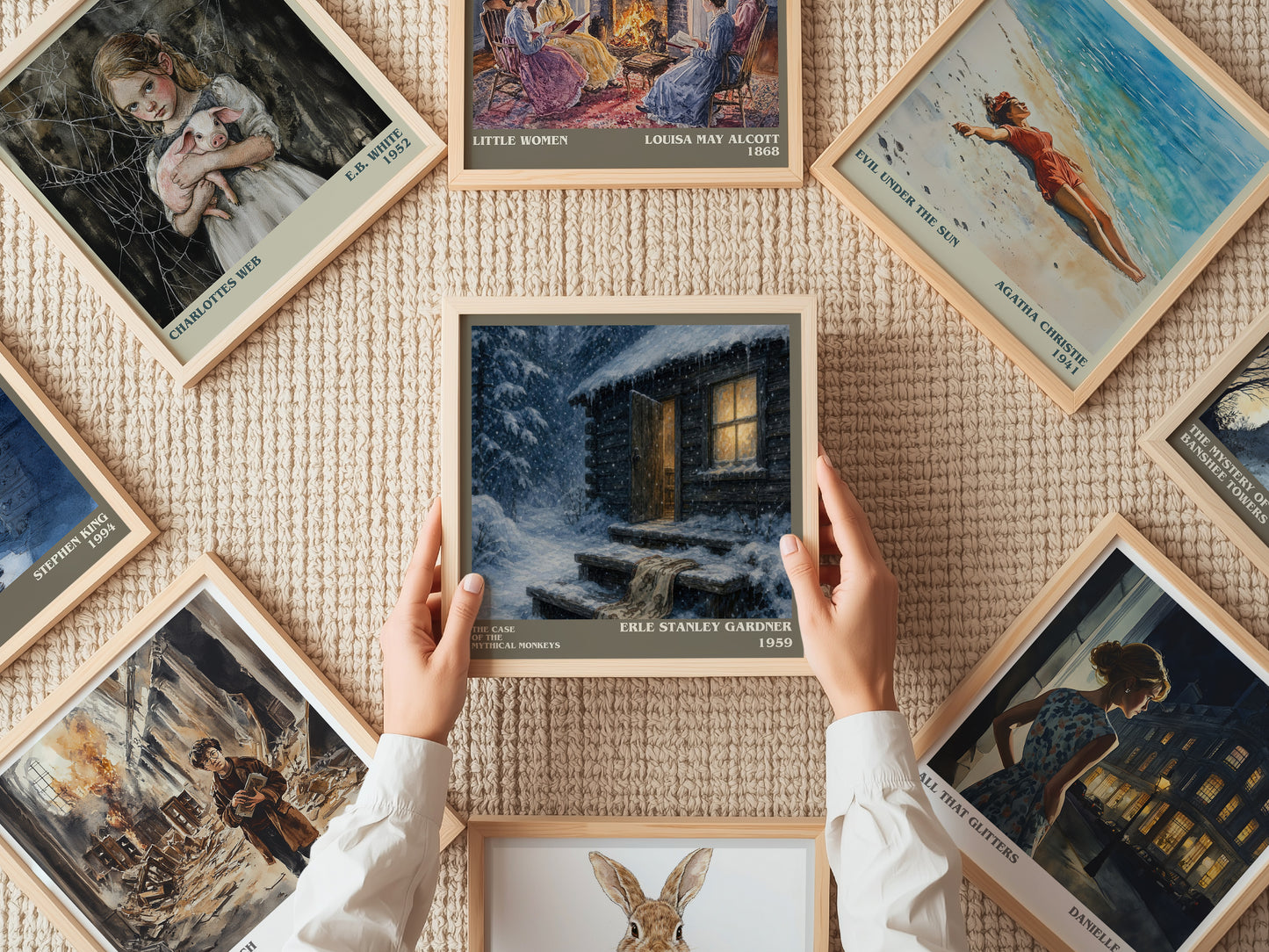 The Case Of The Mythical Monkeys literary book poster framed on wall – mystery wall art