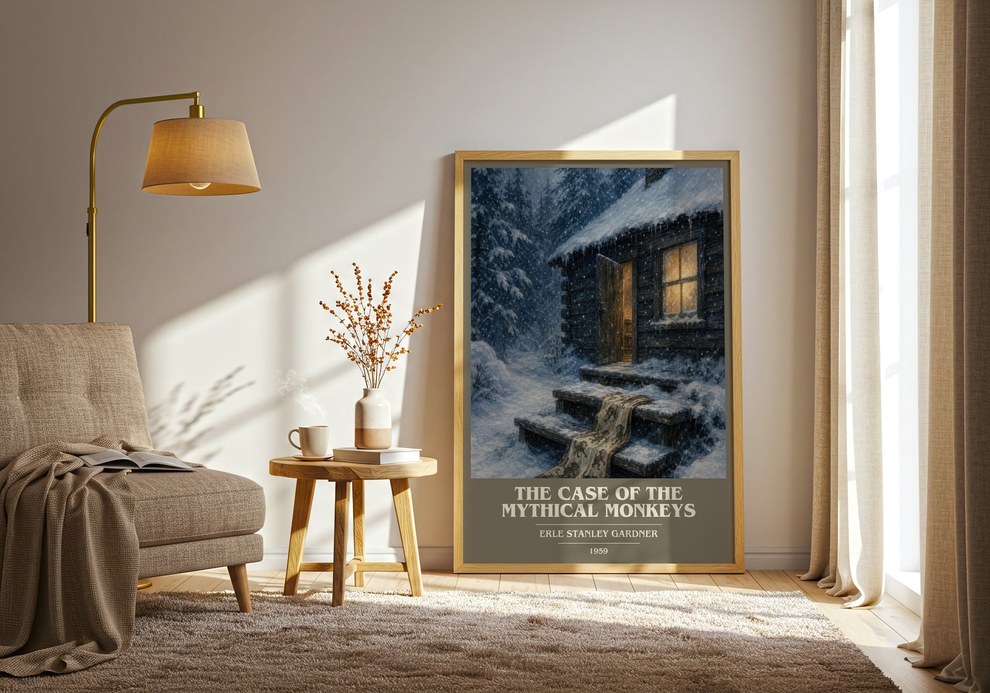 The Case Of The Mythical Monkeys book cover print on bookshelf – Erle Stanley Gardner fan gift