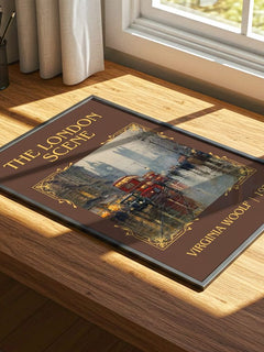 The London Scene Classic Book Art Print by Virginia Woolf – print on a sunlit desk