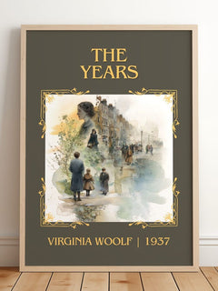 The Years Classic Book Art Print by Virginia Woolf – framed print leaning on a wooden floor