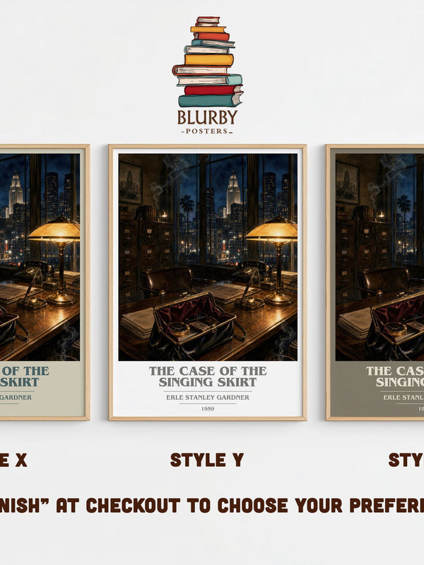 The Case Of The Singing Skirt book cover print in frame leaning in hallway – mystery wall art