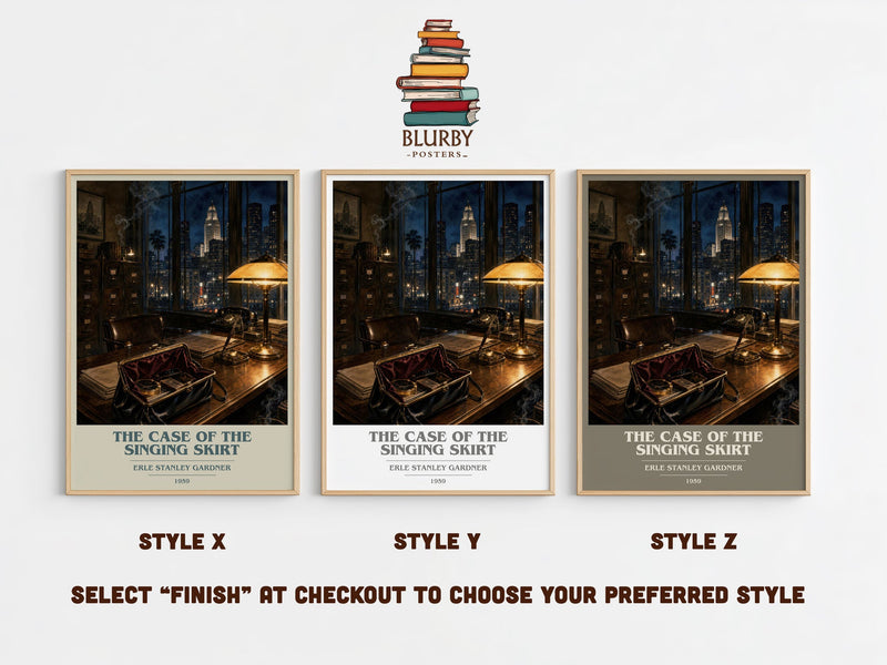 The Case Of The Singing Skirt book cover print in frame leaning in hallway – mystery wall art