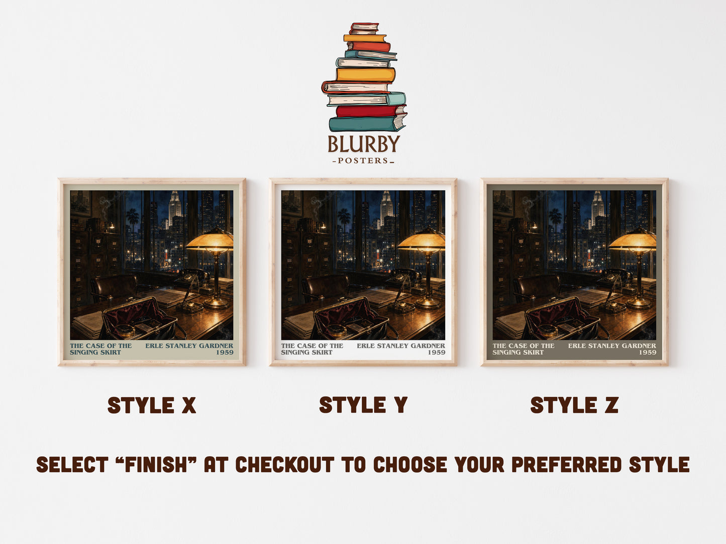 The Case Of The Singing Skirt literary print in frame leaning in hallway – mystery wall art