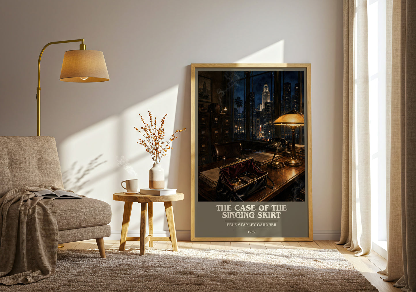 The Case Of The Singing Skirt book cover print on bookshelf – Erle Stanley Gardner fan gift