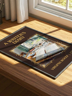 A Writer'S Diary Classic Book Art Print by Virginia Woolf – print on a sunlit desk