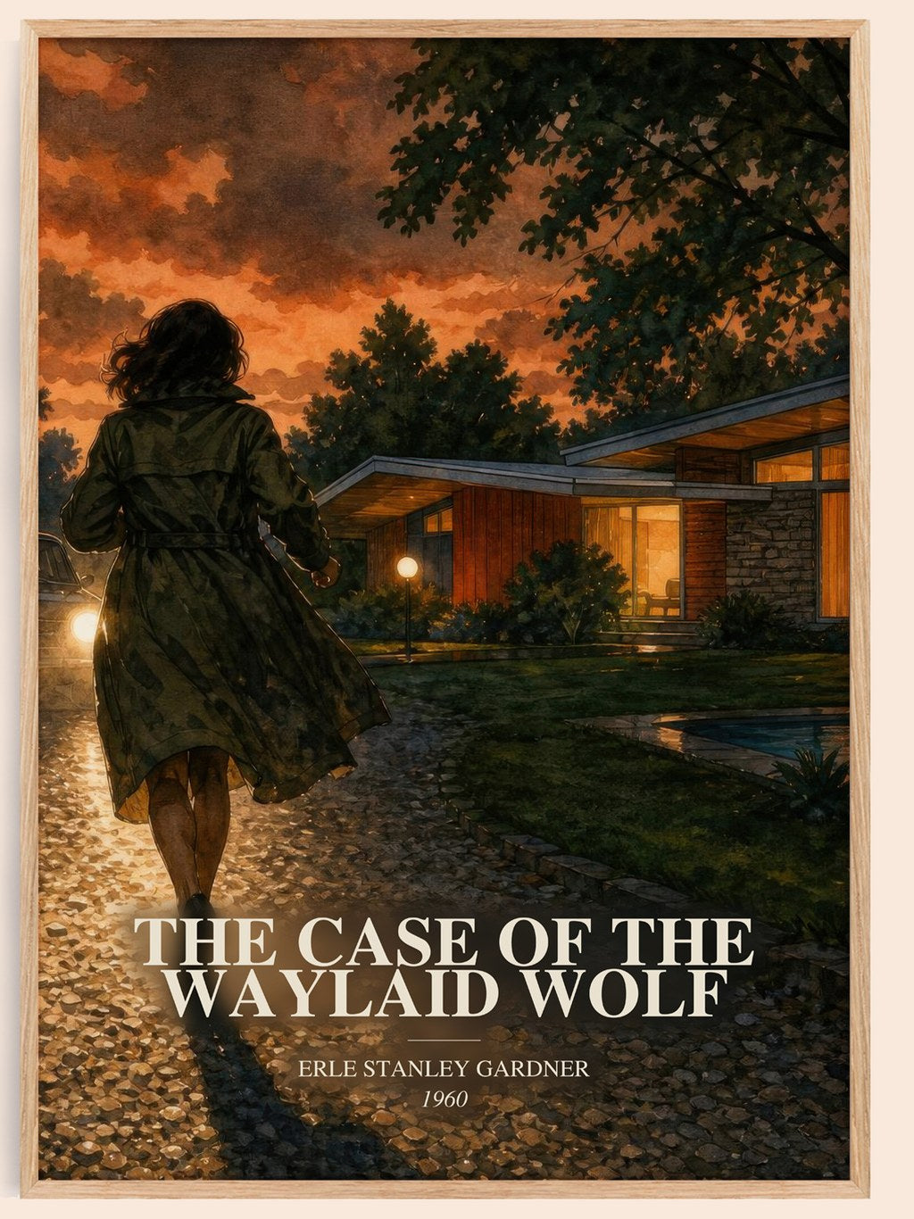 The Case Of The Waylaid Wolf watercolour book poster by Erle Stanley Gardner – framed literary art print