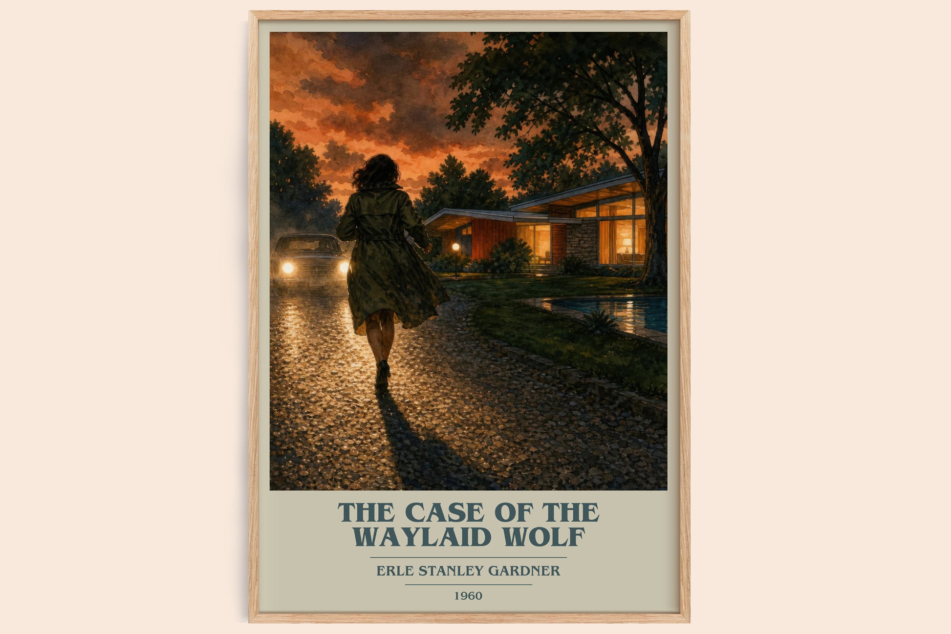 The Case Of The Waylaid Wolf book cover book poster by Erle Stanley Gardner – framed literary art print