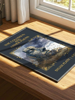The Colossus: And Other Poems Classic Book Art Print by Sylvia Plath – print on a sunlit desk