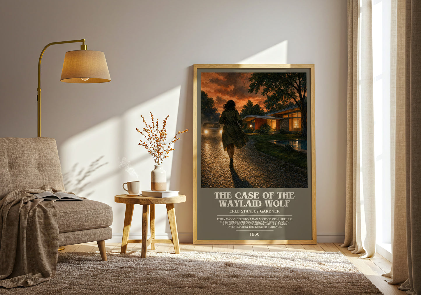 The Case Of The Waylaid Wolf bookish print on bookshelf – Erle Stanley Gardner fan gift