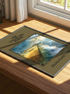 The Collected Poems Classic Book Art Print by Sylvia Plath – print on a sunlit desk