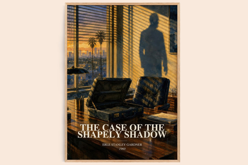 The Case Of The Shapely Shadow watercolour book poster by Erle Stanley Gardner – framed literary art print