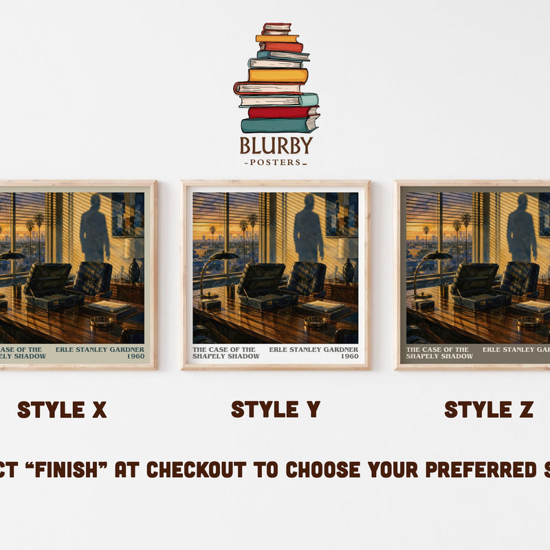 The Case Of The Shapely Shadow literary print in frame leaning in hallway – mystery wall art
