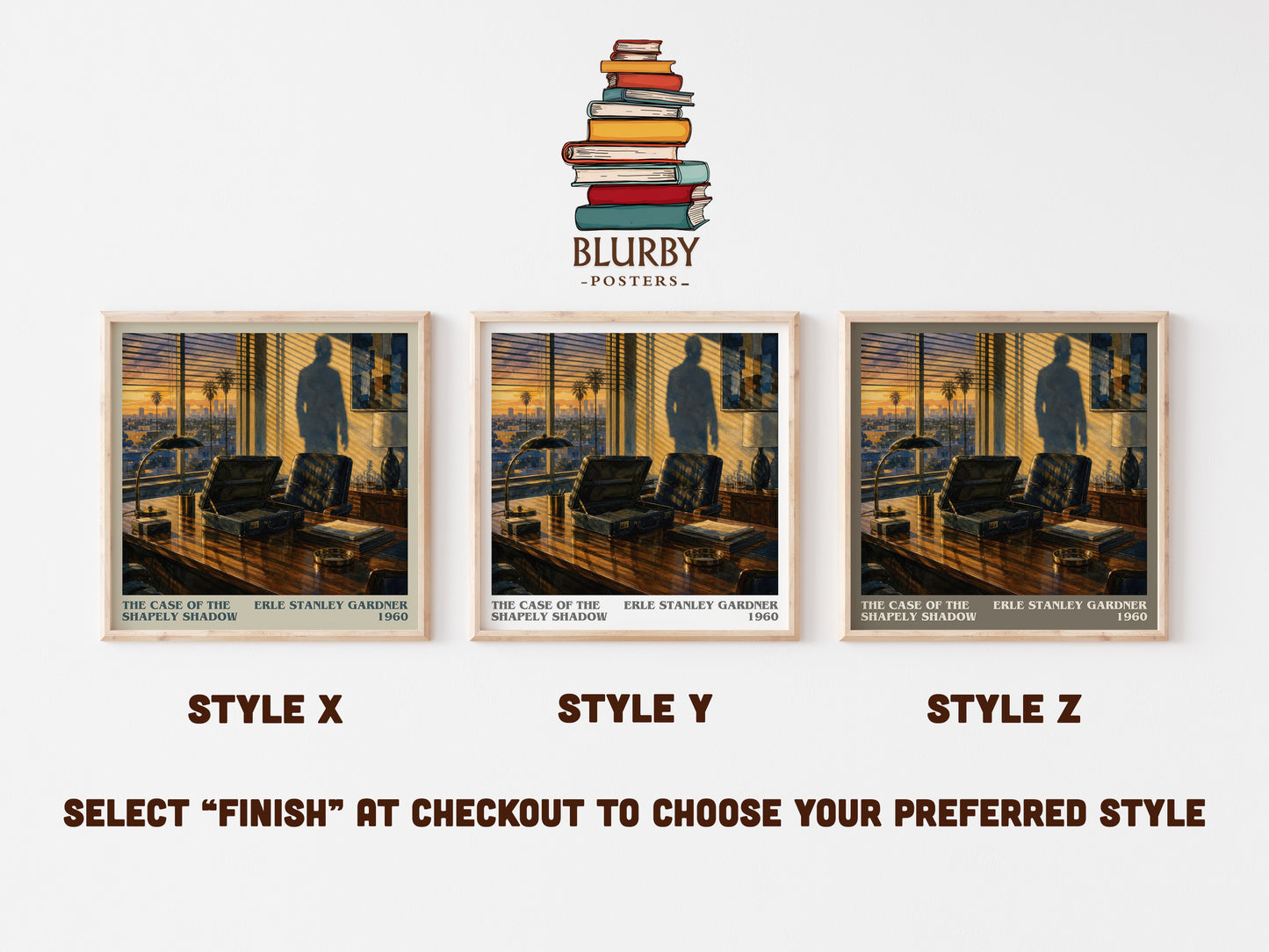 The Case Of The Shapely Shadow literary print in frame leaning in hallway – mystery wall art