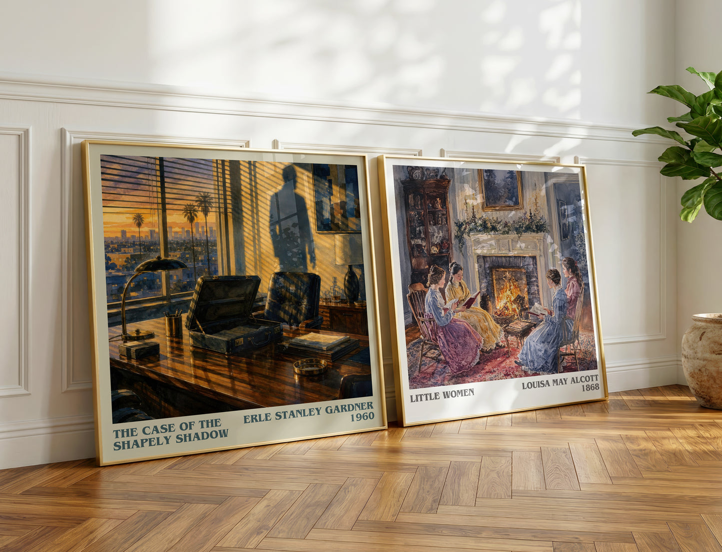 The Case Of The Shapely Shadow literary print on bookshelf – Erle Stanley Gardner fan gift
