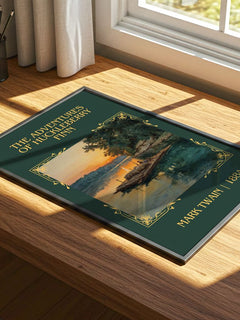 The Adventures Of Huckleberry Finn classic book art print framed by window – literary home decor