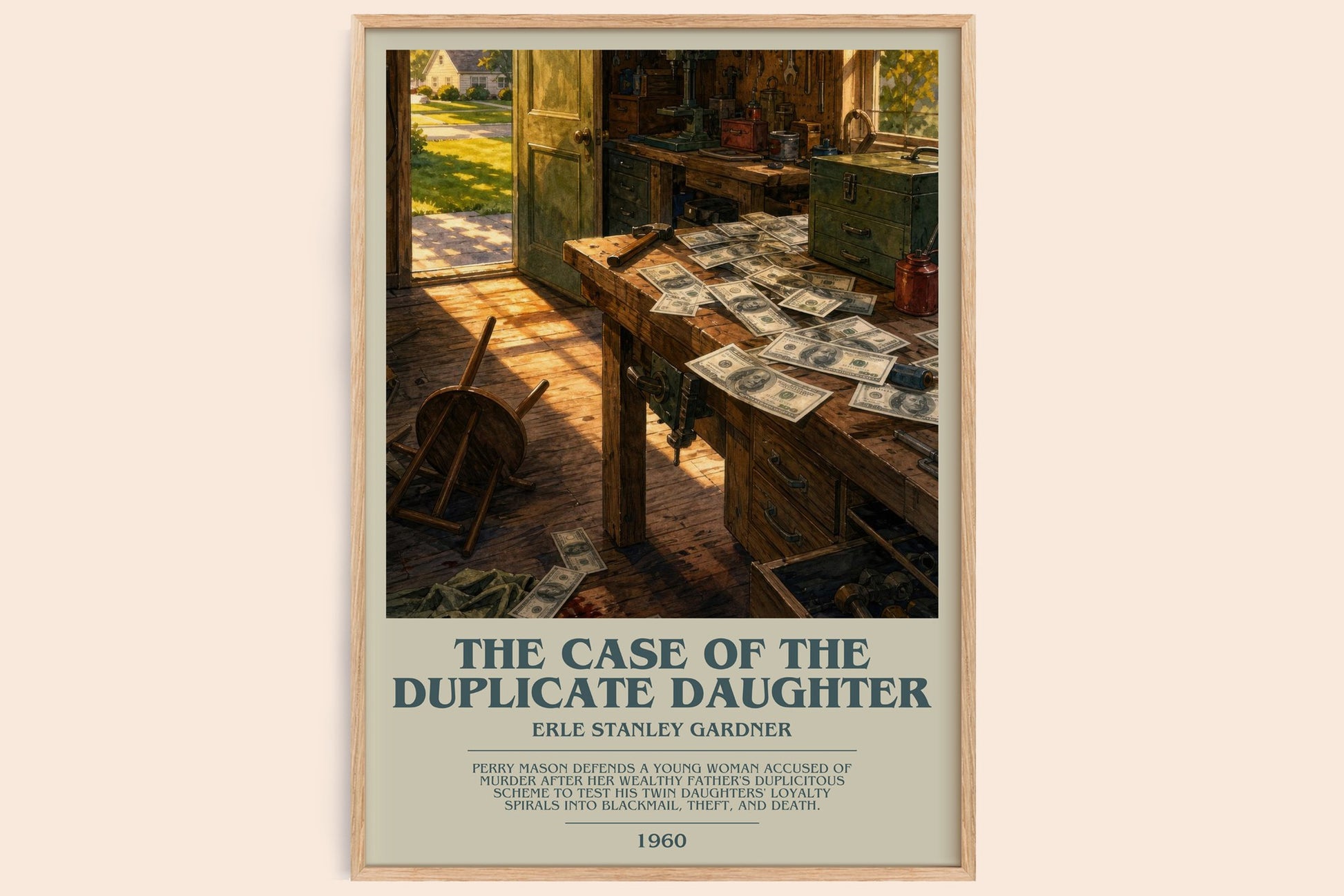 The Case Of The Duplicate Daughter bookish book poster by Erle Stanley Gardner – framed literary art print