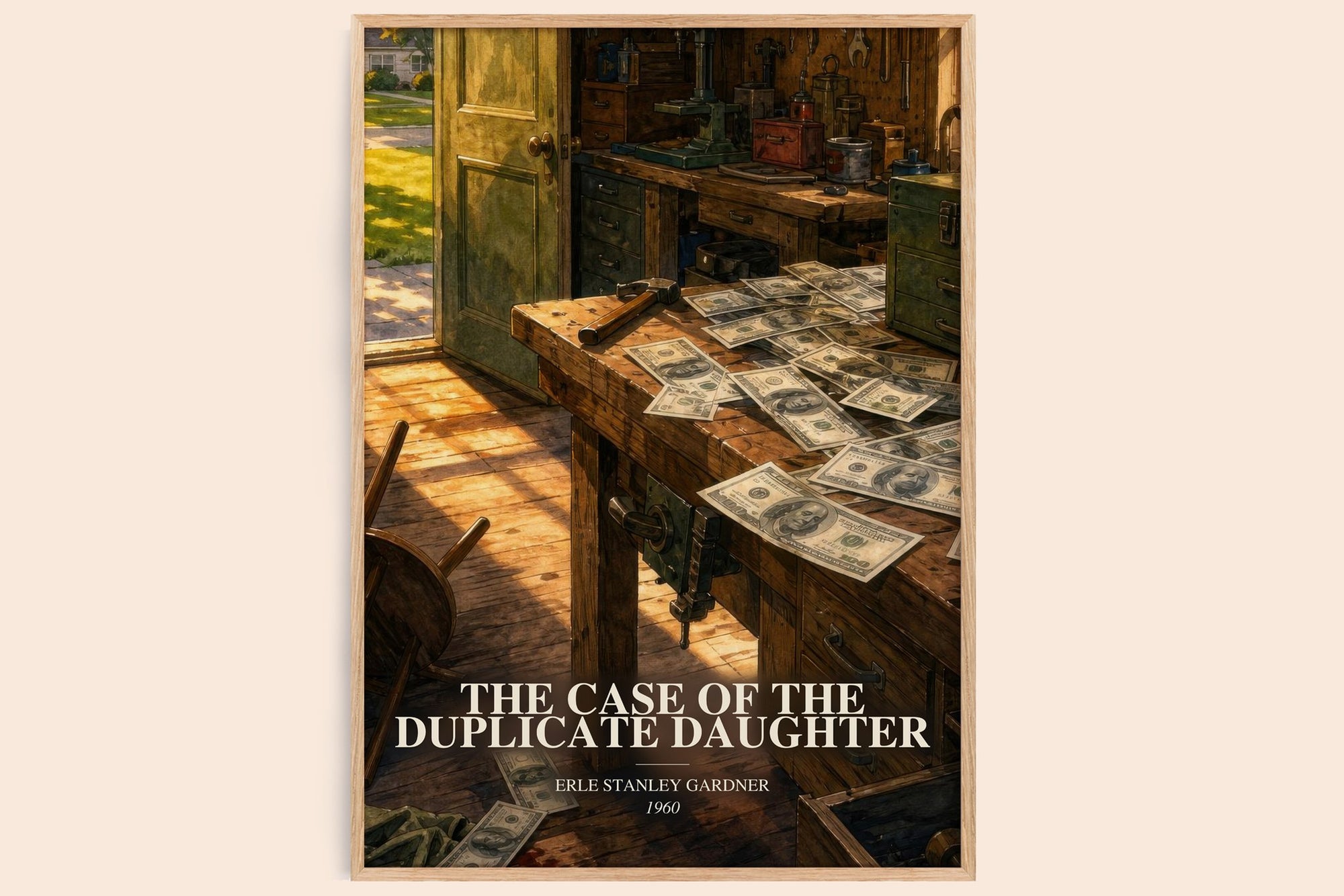 The Case Of The Duplicate Daughter watercolour book poster by Erle Stanley Gardner – framed literary art print