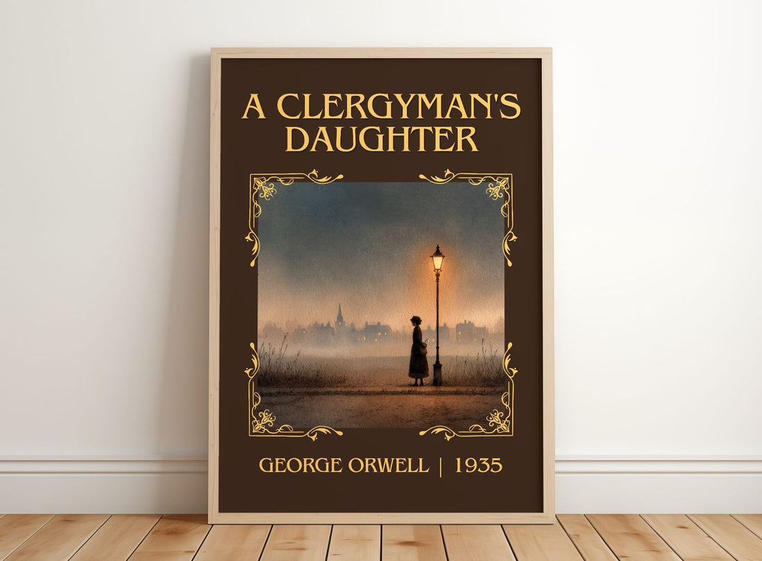 A Clergyman'S Daughter Classic Book Art Print by George Orwell – framed print leaning on a wooden floor