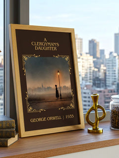 A Clergyman'S Daughter Classic Book Art Print by George Orwell – framed print on a city-view windowsill