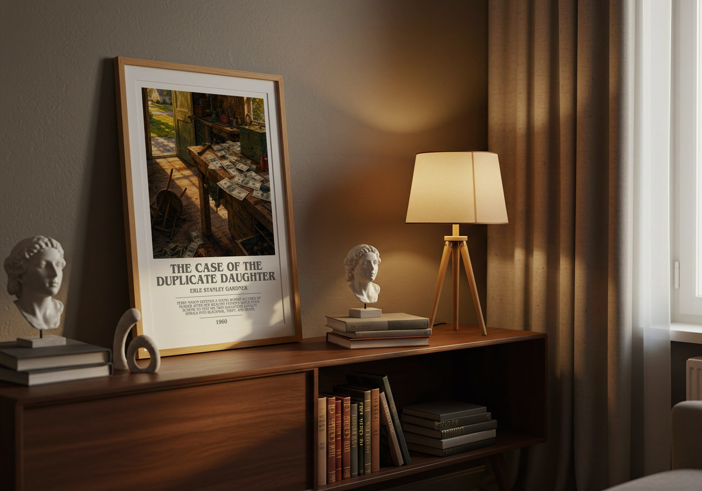 The Case Of The Duplicate Daughter bookish book poster framed on wall – mystery wall art
