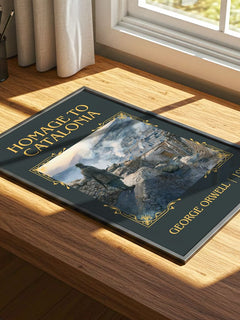 Homage To Catalonia Classic Book Art Print by George Orwell – print on a sunlit desk
