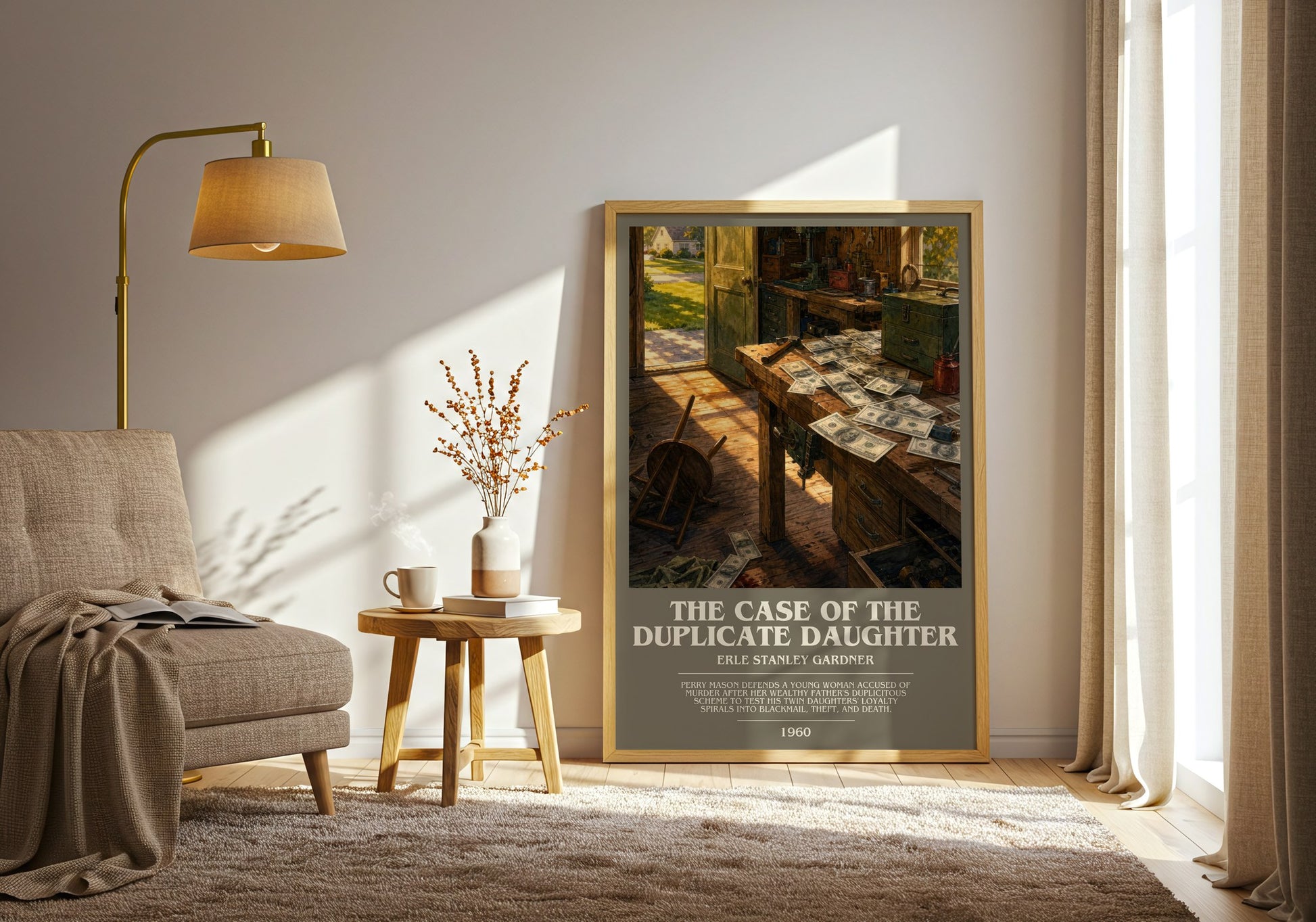 The Case Of The Duplicate Daughter bookish print on bookshelf – Erle Stanley Gardner fan gift