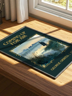 Coming Up For Air Classic Book Art Print by George Orwell – print on a sunlit desk
