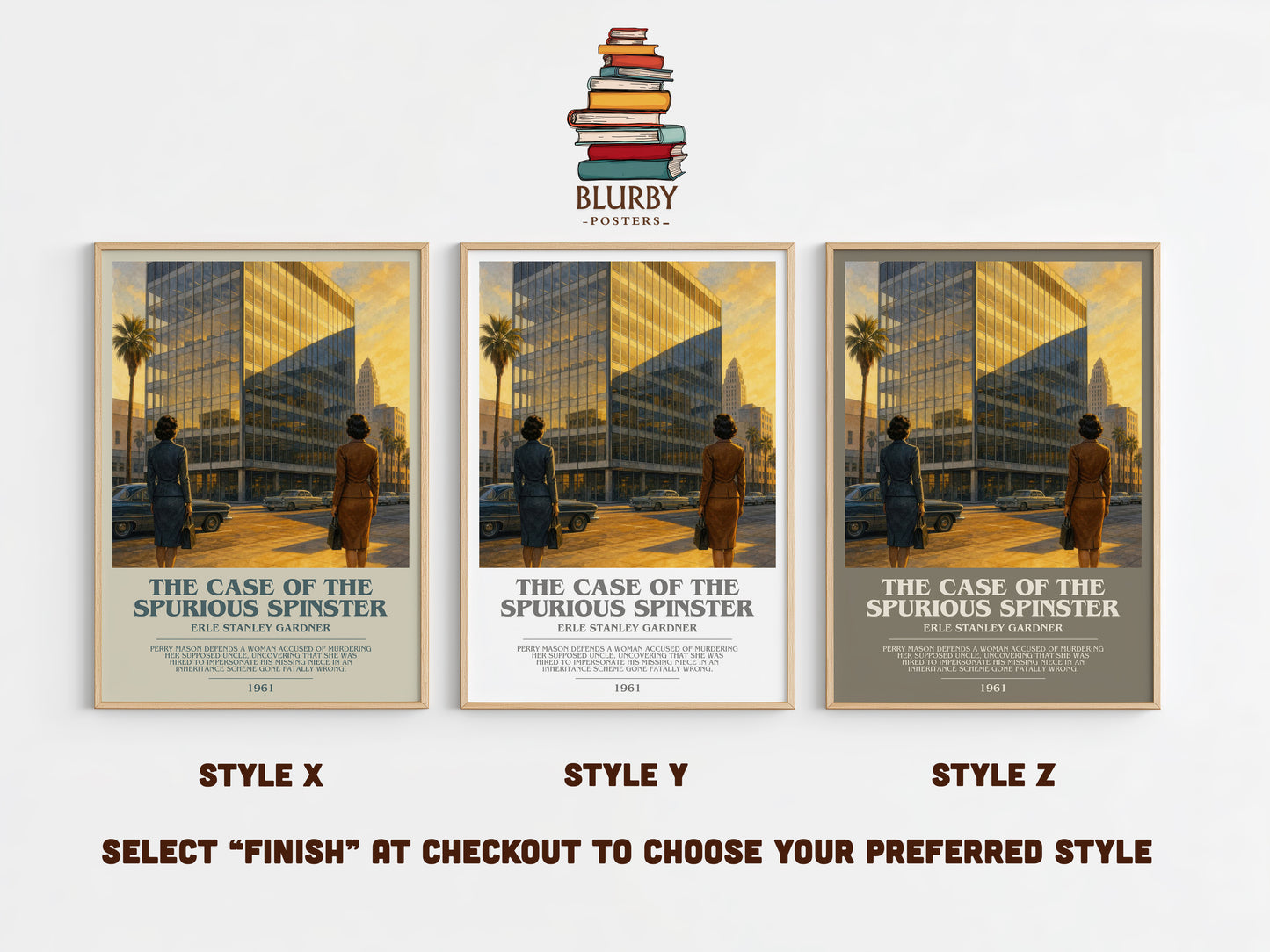 The Case Of The Spurious Spinster bookish print in frame leaning in hallway – mystery wall art