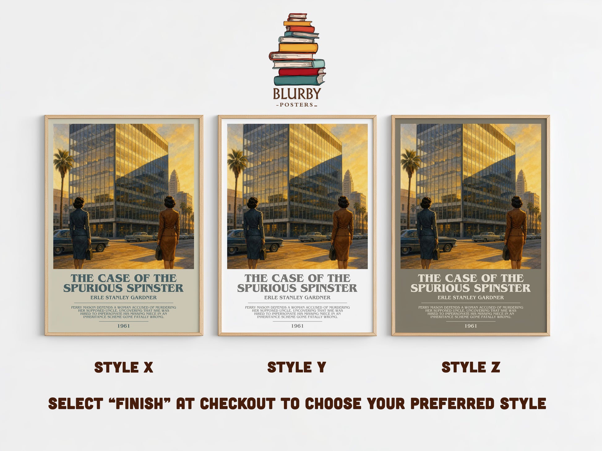 The Case Of The Spurious Spinster bookish print in frame leaning in hallway – mystery wall art