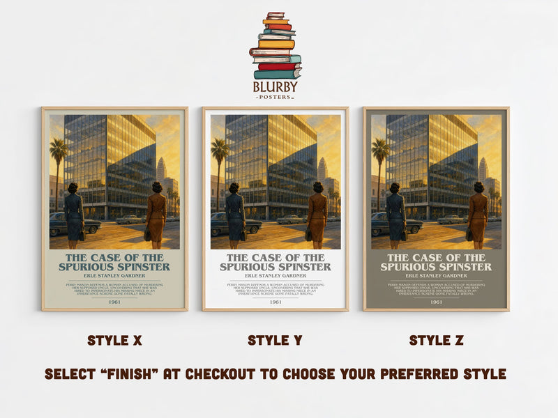 The Case Of The Spurious Spinster bookish print in frame leaning in hallway – mystery wall art