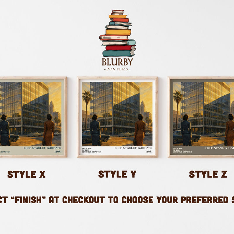 The Case Of The Spurious Spinster literary print in frame leaning in hallway – mystery wall art