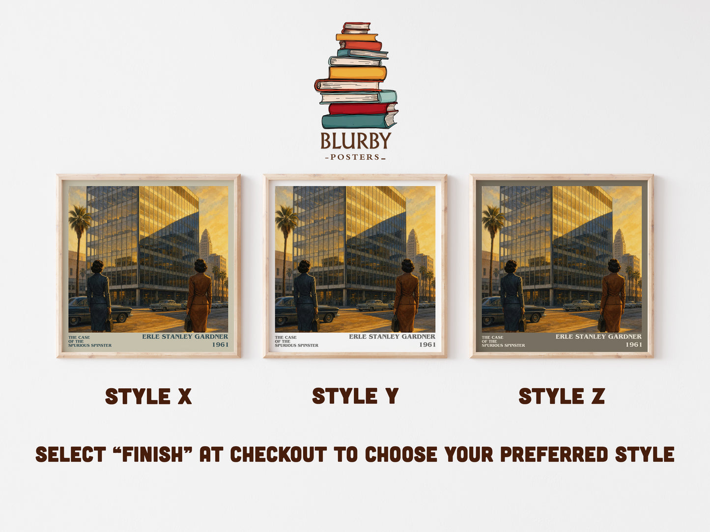 The Case Of The Spurious Spinster literary print in frame leaning in hallway – mystery wall art