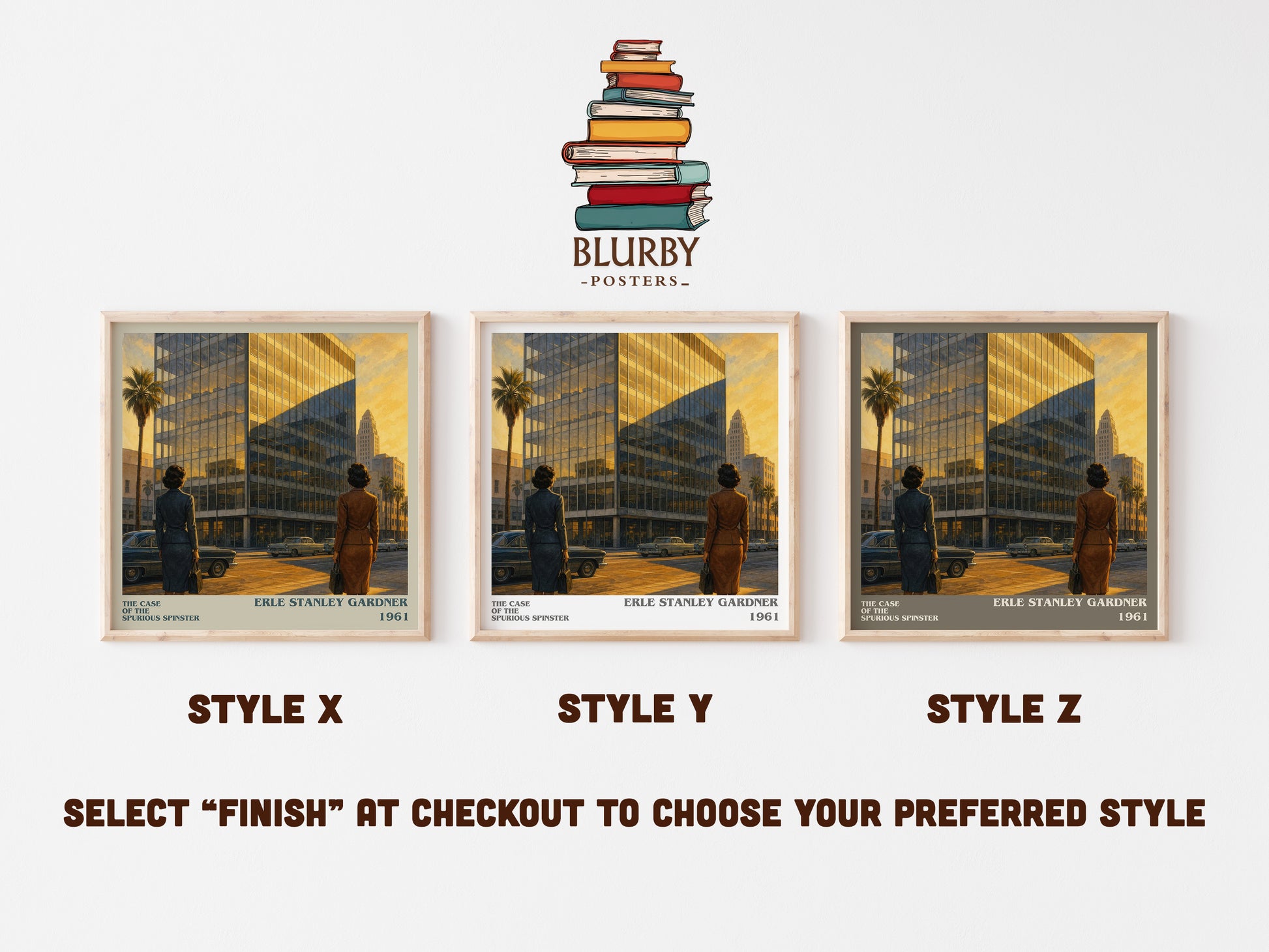 The Case Of The Spurious Spinster literary print in frame leaning in hallway – mystery wall art