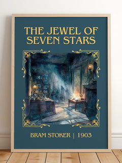 The Jewel Of Seven Stars Classic Book Art Print by Bram Stoker – framed print leaning on a wooden floor
