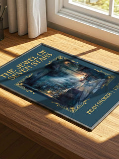 The Jewel Of Seven Stars Classic Book Art Print by Bram Stoker – print on a sunlit desk