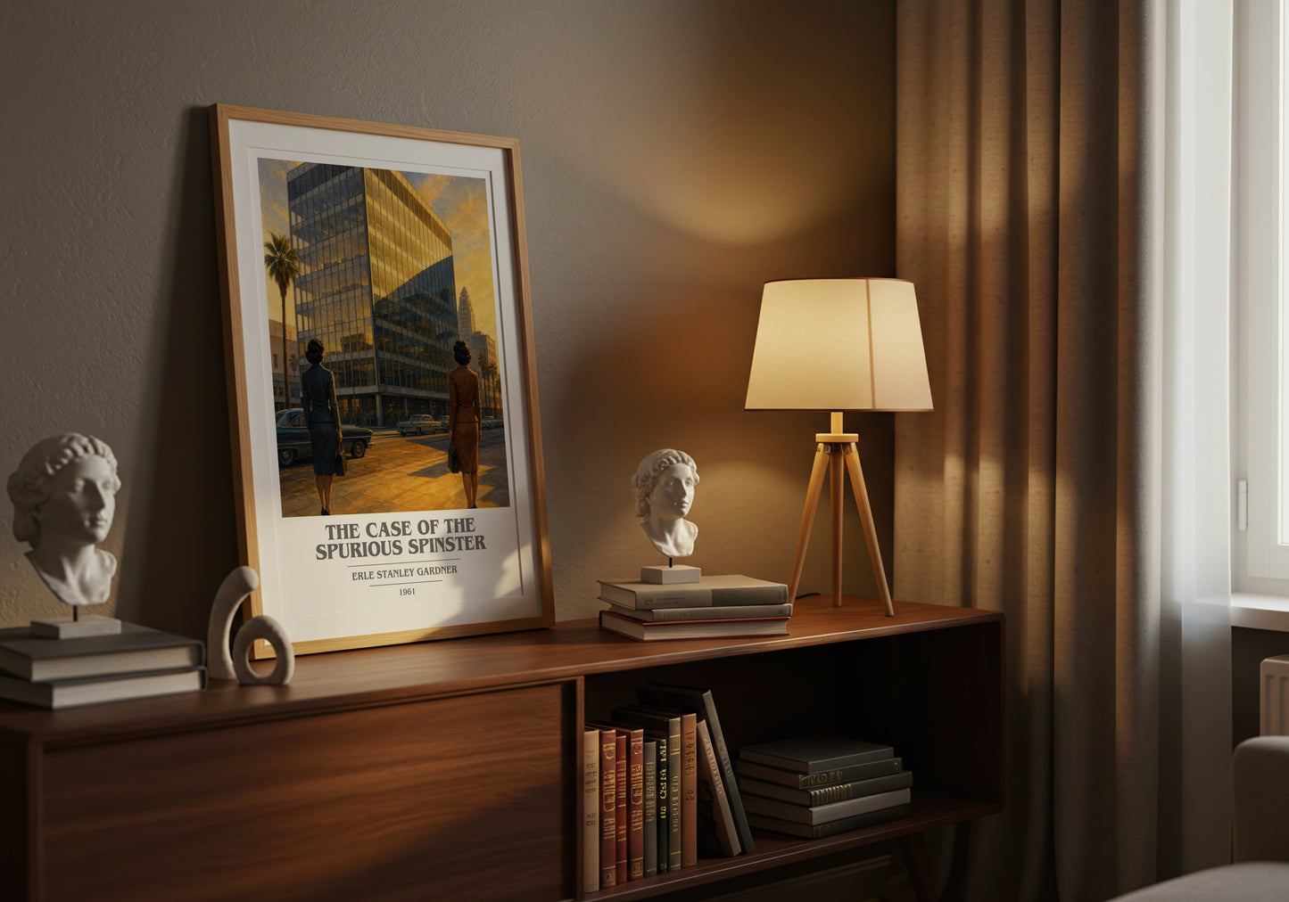The Case Of The Spurious Spinster book cover book poster framed on wall – mystery wall art