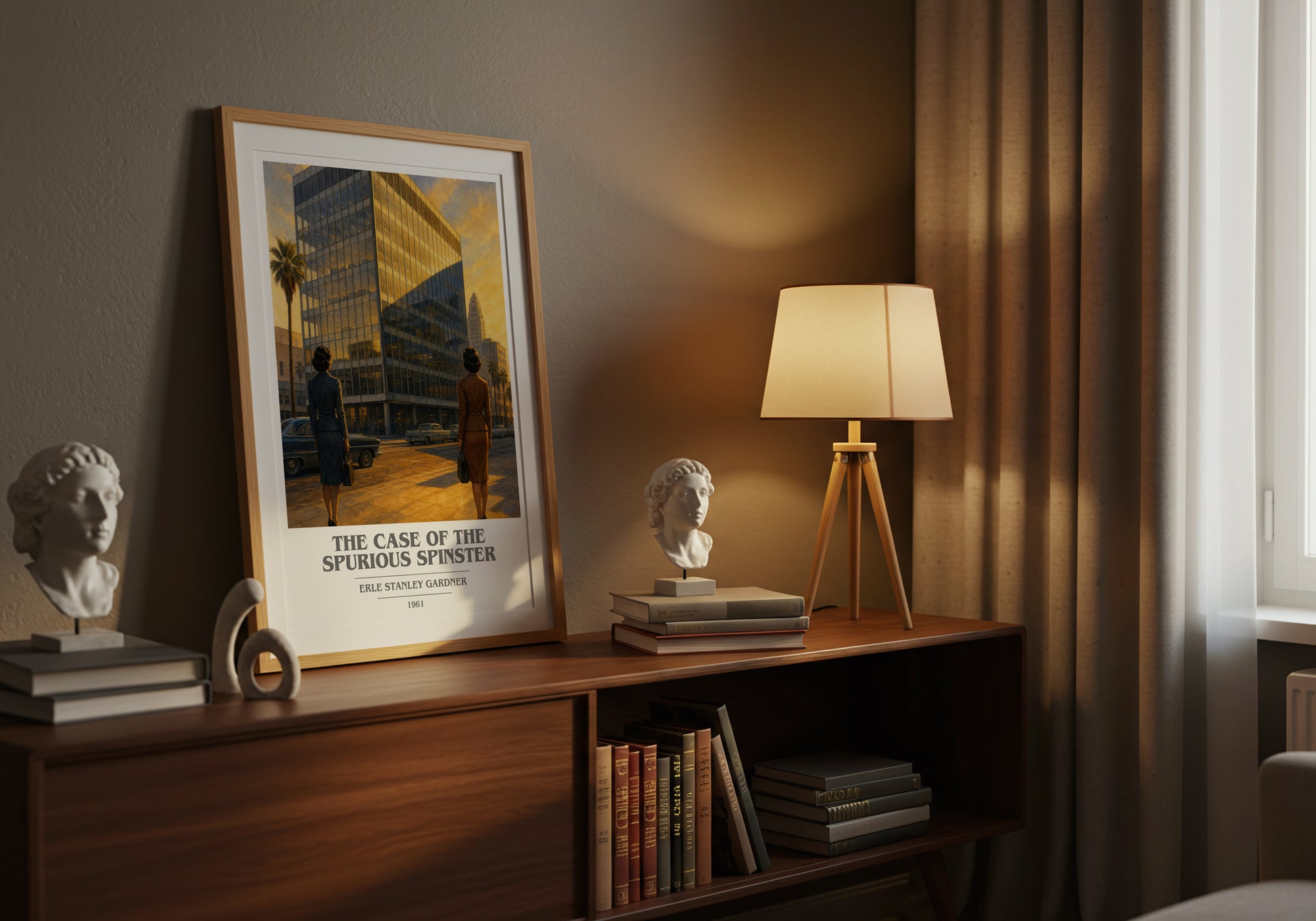 The Case Of The Spurious Spinster book cover book poster framed on wall – mystery wall art