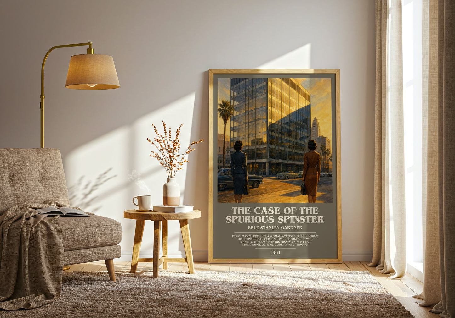 The Case Of The Spurious Spinster bookish print on bookshelf – Erle Stanley Gardner fan gift