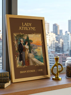 Lady Athlyne Classic Book Art Print by Bram Stoker – framed print on a city-view windowsill