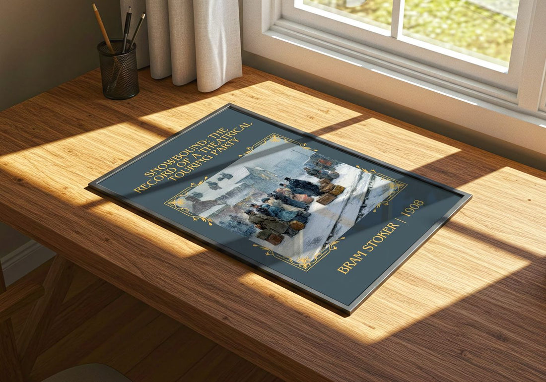 Snowbound: The Record Of A Theatrical Touring Party Classic Book Art – print on a sunlit desk