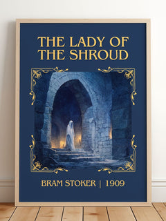 The Lady Of The Shroud Classic Book Art Print by Bram Stoker – framed print leaning on a wooden floor