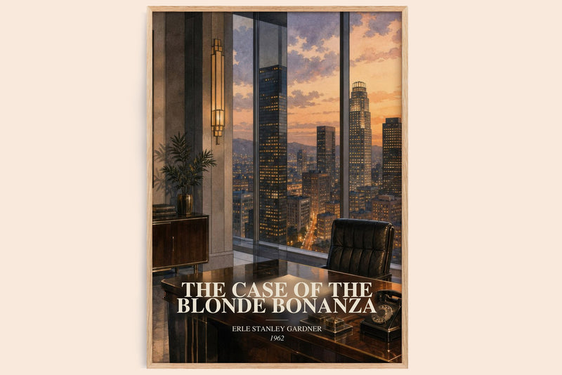 The Case Of The Blonde Bonanza watercolour book poster by Erle Stanley Gardner – framed literary art print