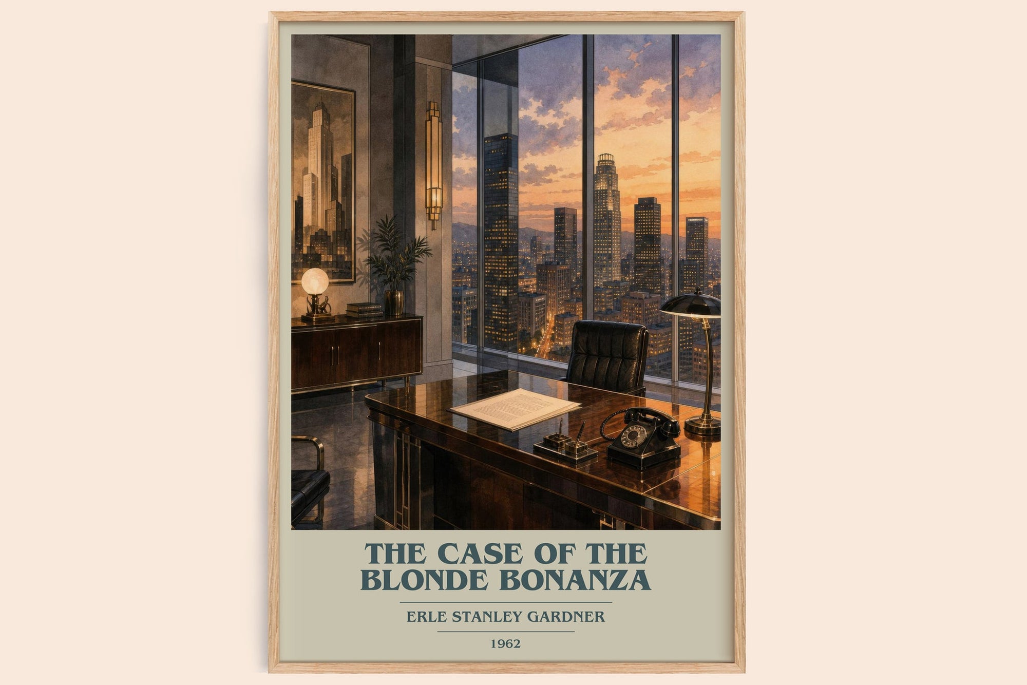 The Case Of The Blonde Bonanza book cover book poster by Erle Stanley Gardner – framed literary art print