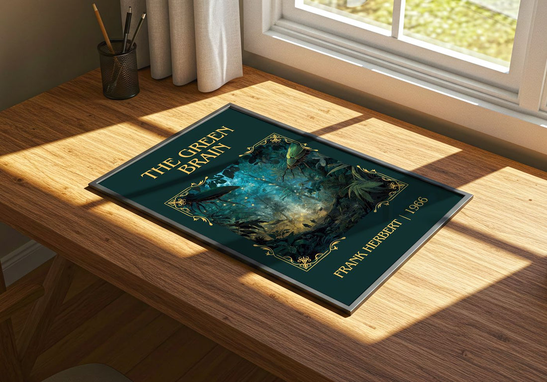 The Green Brain Classic Book Art Print by Frank Herbert – print on a sunlit desk