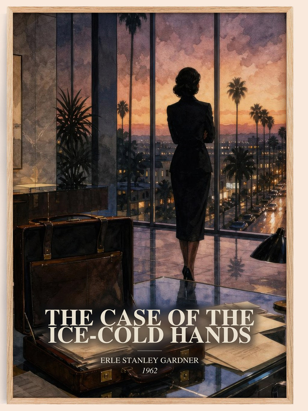 The Case Of The Ice-Cold Hands watercolour book poster by Erle Stanley Gardner – framed literary art print